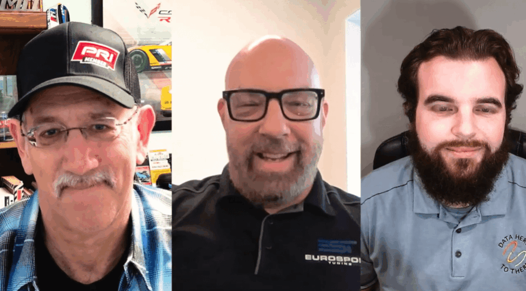 Screenshot of the Year, Make, Model, Money! Podcast featuring Barry Alt (left), Frank Derks (center), and Brennan Christman (right).